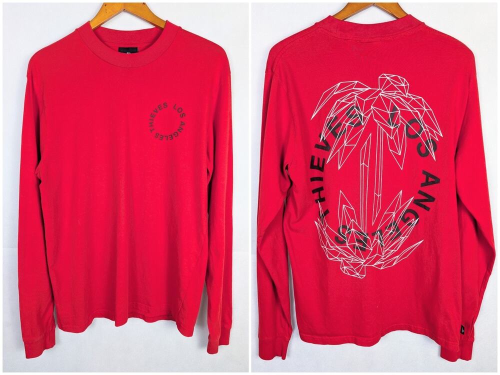 100 Thieves Los Angeles Palms Shirt Mens Medium Red Long Sleeve